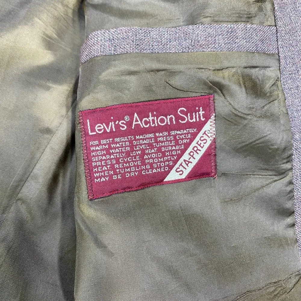 Vintage Levis Action Blazer Jacket Men 46L Brown 80s Classic Ivy Sport Coat Suit